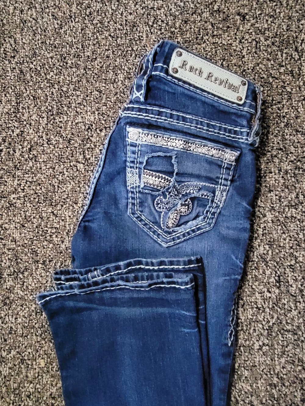 Rock Revival Women's Dark Blue Embroidered Jeans